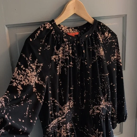 3 for$30: Modcloth Black and Pink Splatter Long Sleeve Dress - Picture 3 of 5